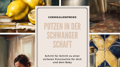 schwangere frau putzt mit natürlichen ungefährlichen reinigungsmittel