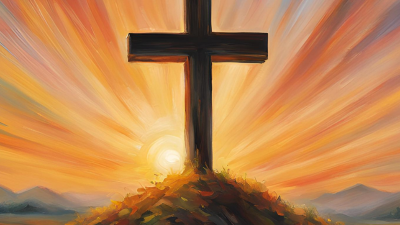 Ein Kreuz vor einem Sonnenuntergang